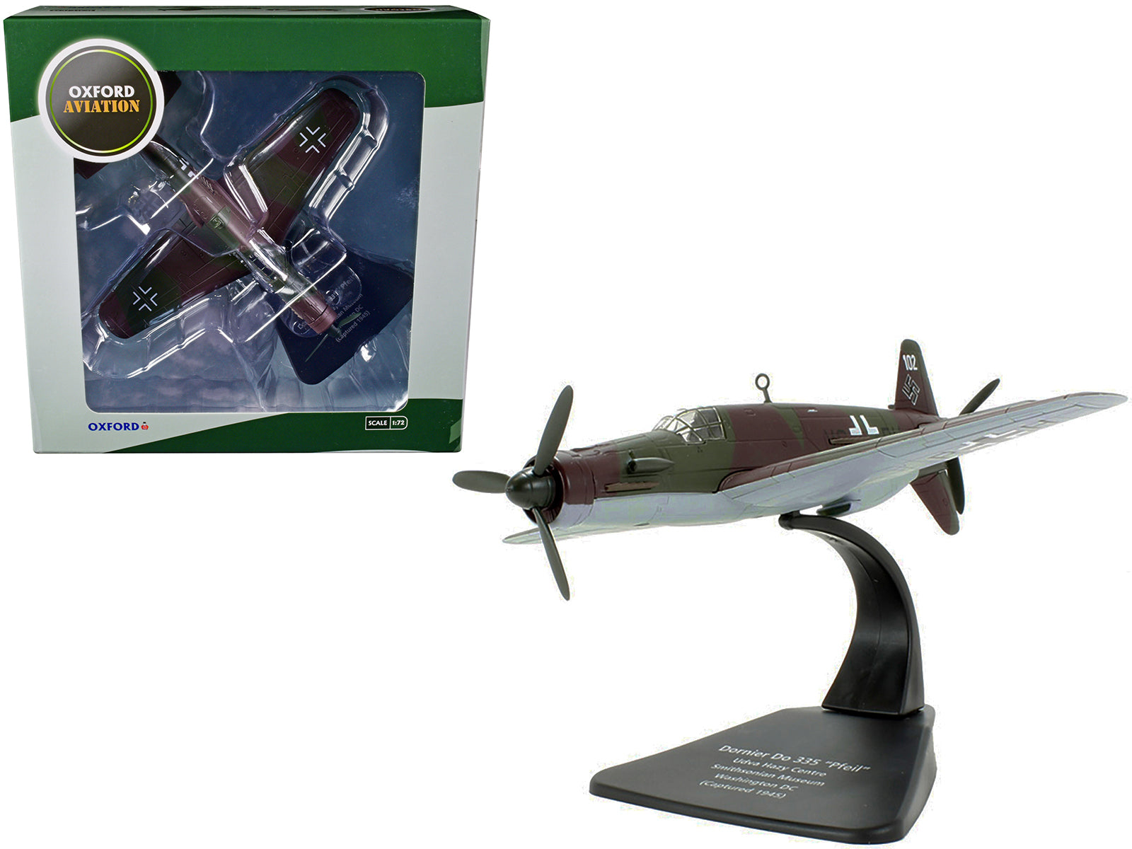 Dornier Do 335 "Pfeil" Fighter Plane "Udva Hazy Centre Smithsonian Museum Washington DC" (Captured 1945) "Oxford Aviation" Series 1/72 Diecast Model Airplane by Oxford Diecast-DiecastModeler.com