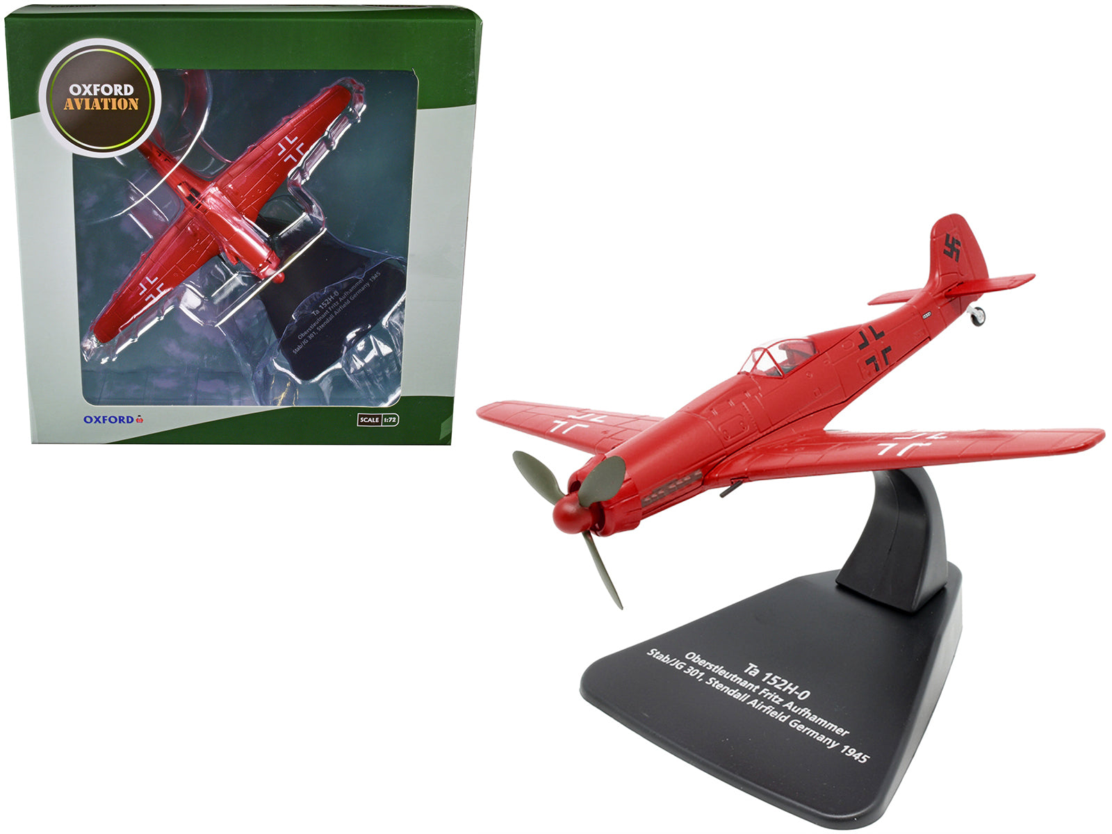 Focke-Wulf Ta 152H-0 War Plane Oberstleutnant Fritz Aufhammer Stab/JG 301 Stendall Airfield Germany (1945) "Oxford Aviation" Series 1/72 Diecast Model Airplane by Oxford Diecast-DiecastModeler.com