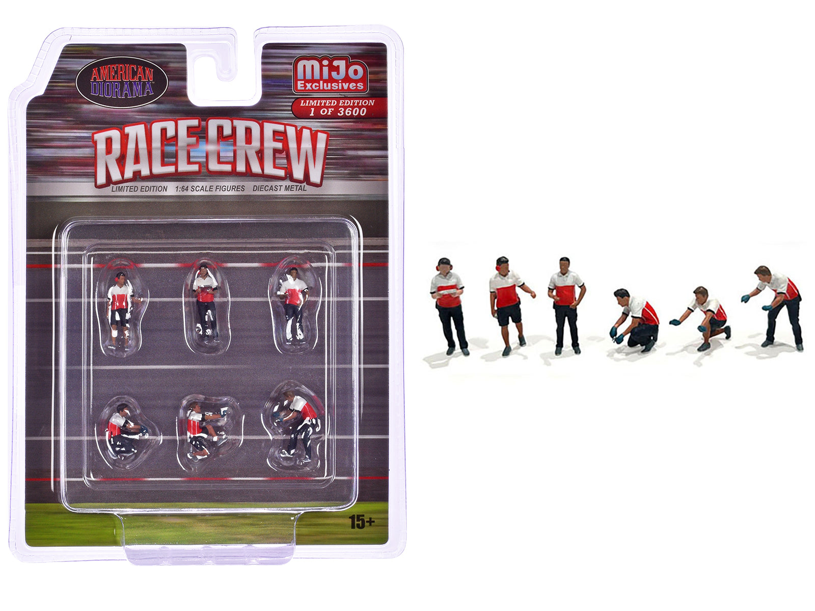 "Race Crew" 6 piece Diecast Figure Set (6 Figures) Limited Edition to 3600 pieces Worldwide for 1/64 Scale Models by American Diorama-DiecastModeler.com