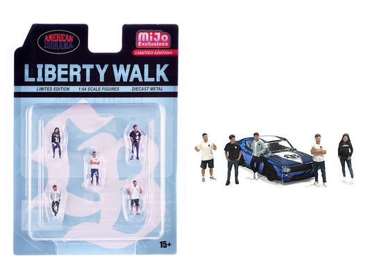 "Liberty Walk Team" 5 piece Diecast Figure Set (5 Figures) Limited Edition for 1/64 Scale Models by American Diorama