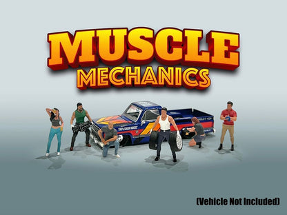"Muscle Mechanics" 6 piece Diecast Figure Set (6 Figures) Limited Edition for 1/64 Scale Models by American Diorama