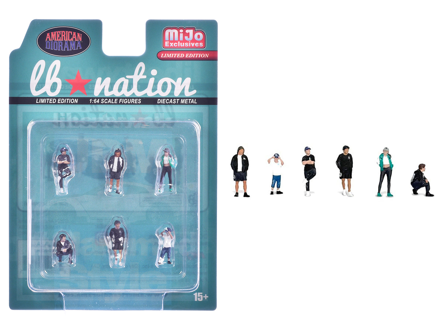 "Liberty Walk LB Nation" 6 piece Diecast Figure Set Limited Edition for 1/64 Scale Models by American Diorama-DiecastModeler.com