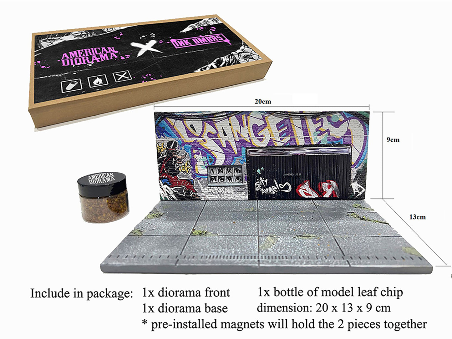 "American Diorama X INK BMBRS - LA Graffiti" Street Art Diorama for 1/64 Scale Models by American Diorama-DiecastModeler.com