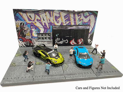 "American Diorama X INK BMBRS - LA Graffiti" Street Art Diorama for 1/64 Scale Models by American Diorama-DiecastModeler.com
