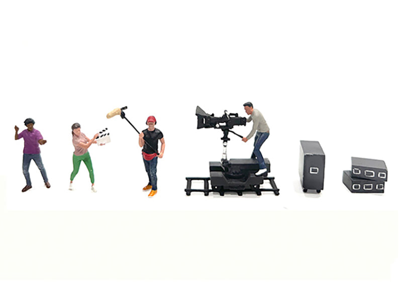 "Behind The Scenes #2" 7 piece (4 People 3 Accessories) Diecast Figures Set 1/64 Scale Models by American Diorama-DiecastModeler.com