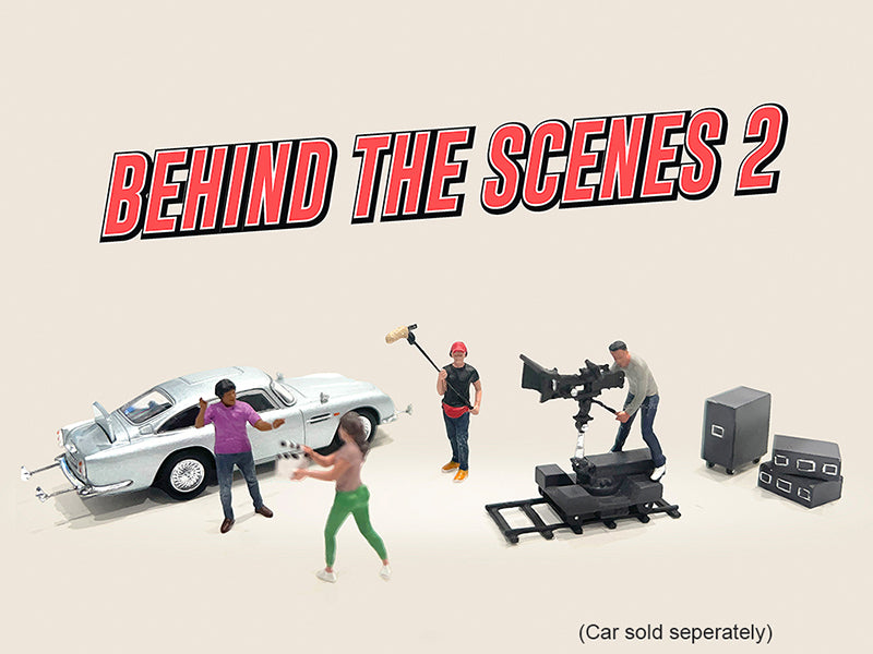 "Behind The Scenes #2" 7 piece (4 People 3 Accessories) Diecast Figures Set 1/64 Scale Models by American Diorama-DiecastModeler.com