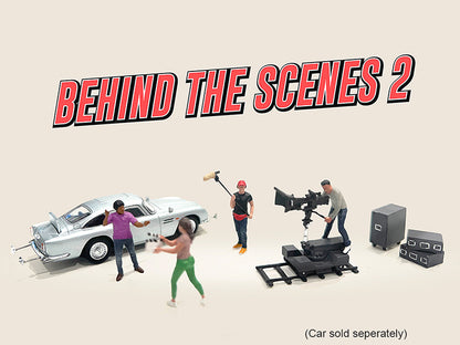 "Behind The Scenes #2" 7 piece (4 People 3 Accessories) Diecast Figures Set 1/64 Scale Models by American Diorama