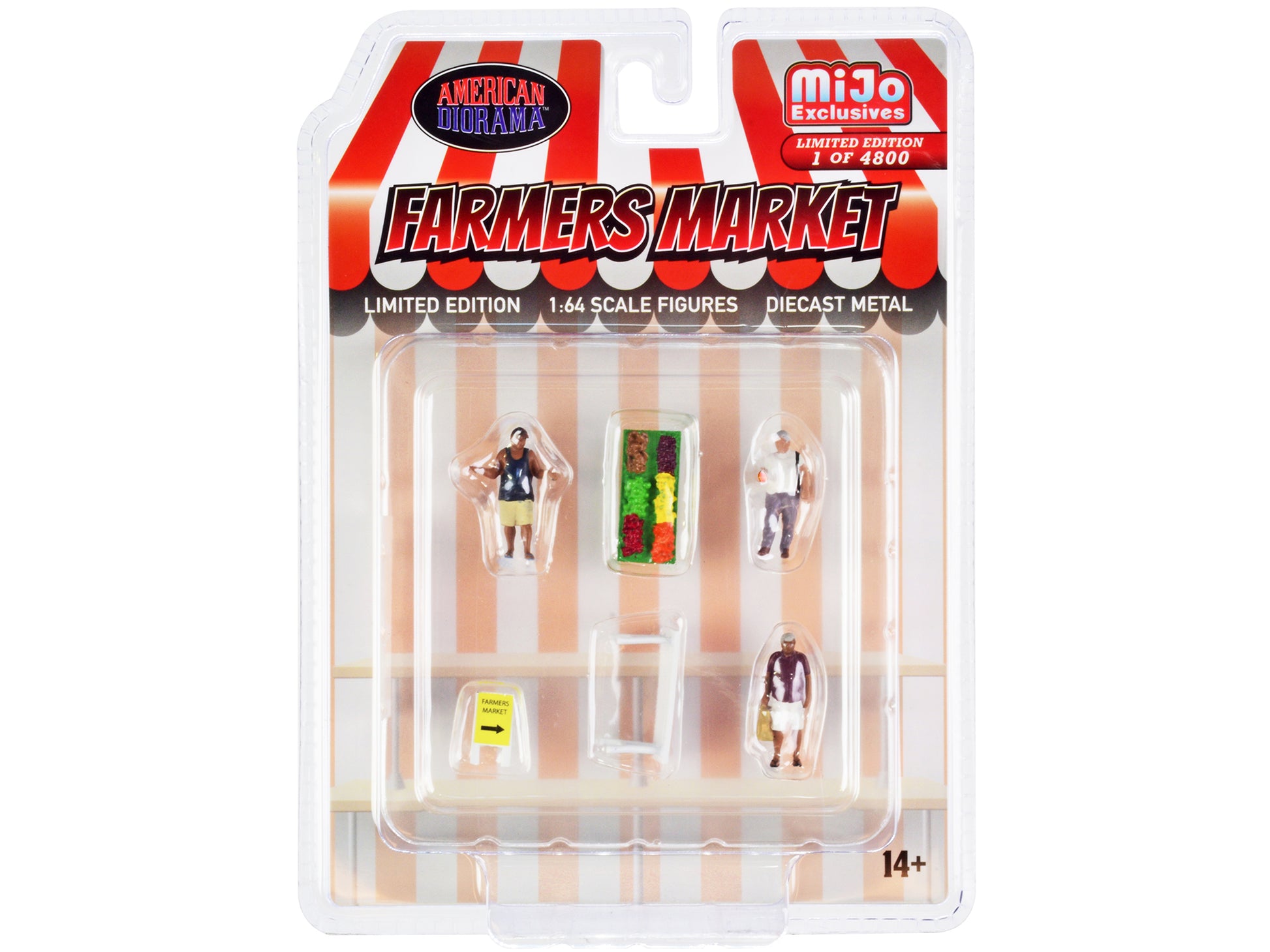 "Farmers Market" 6 piece Diecast Set (3 Figures and 3 Accessories) Limited Edition to 4800 pieces Worldwide for 1/64 Scale Models by American Diorama-DiecastModeler.com