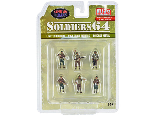 "Soldiers 64" 6 piece Diecast Set Military Figures Limited Edition to 4800 pieces Worldwide for 1/64 Scale Models by American Diorama-DiecastModeler.com