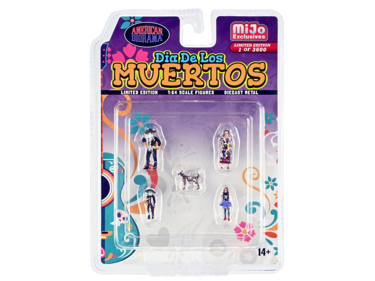 "Dia de los Muertos" 5 piece Diecast Set (2 Adults 2 Children 1 Dog Figures) Limited Edition to 3600 pieces Worldwide for 1/64 Scale Models by American Diorama-DiecastModeler.com