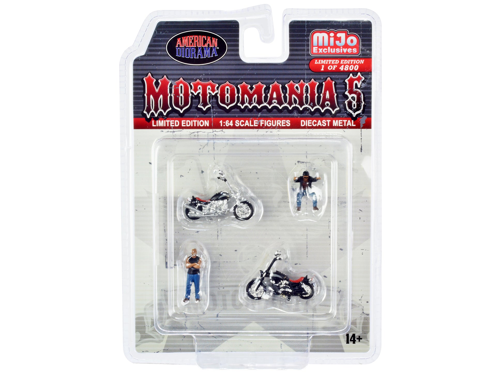 "Motomania 5" 4 piece Diecast Set (2 Figures and 2 Motorcycles) Limited Edition to 4800 pieces Worldwide for 1/64 Scale Models by American Diorama-DiecastModeler.com