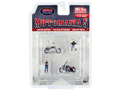 "Motomania 5" 4 piece Diecast Set (2 Figures and 2 Motorcycles) Limited Edition to 4800 pieces Worldwide for 1/64 Scale Models by American Diorama-DiecastModeler.com