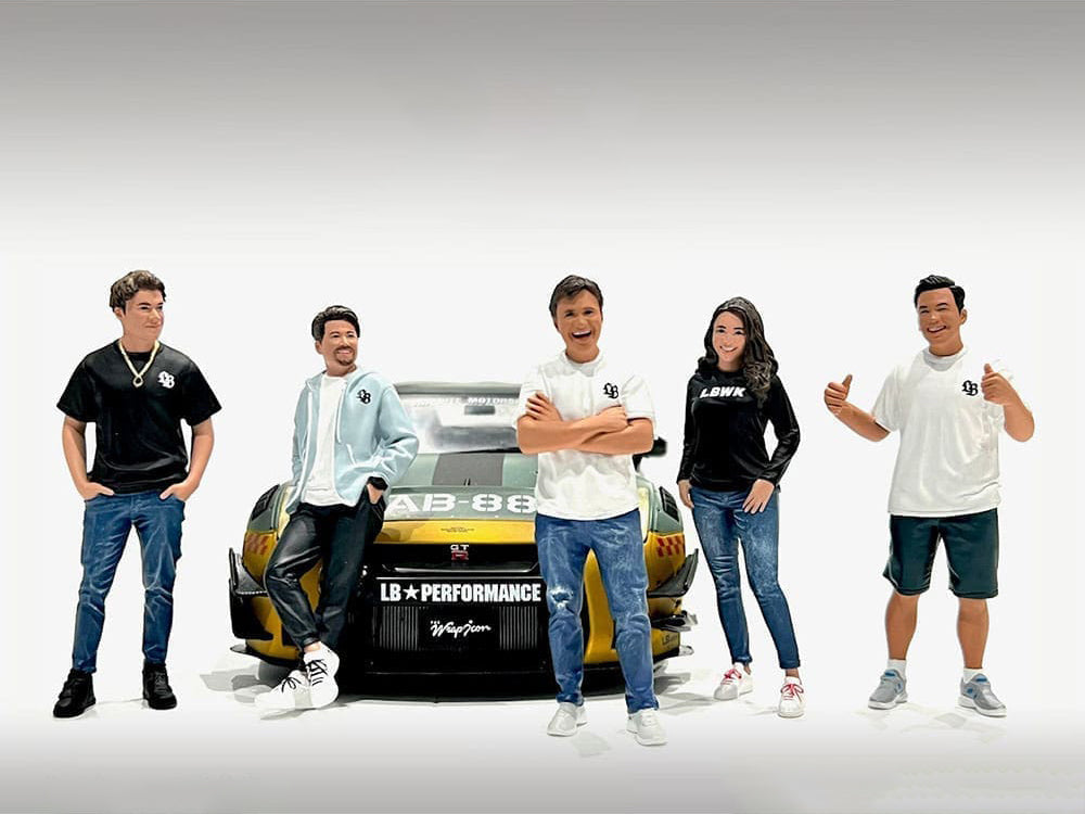 "Team Liberty Walk" 5 piece Figure Set for 1/18 Scale Models by American Diorama-DiecastModeler.com