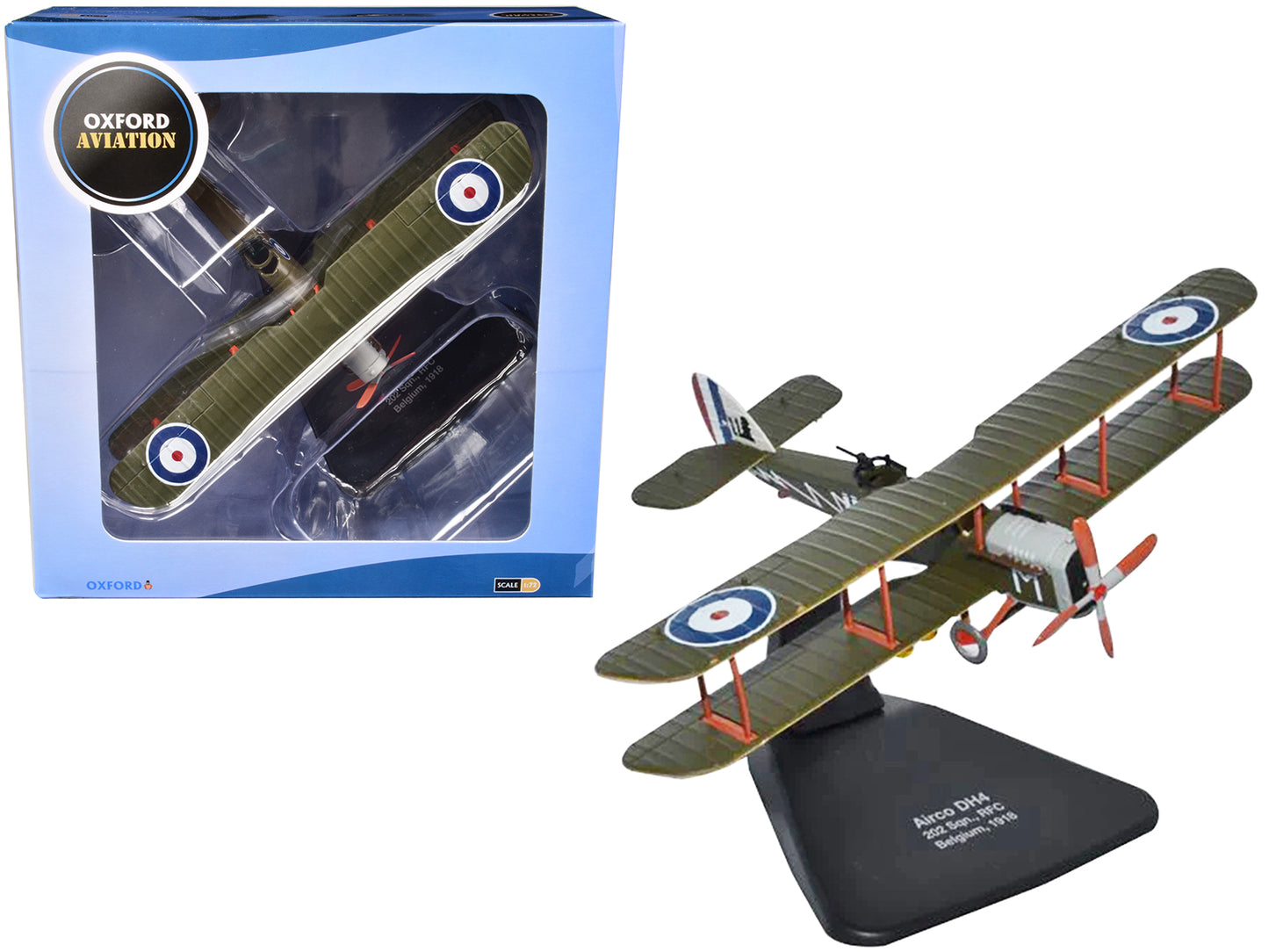 Airco DH4 Bomber Plane "202 Squadron RFC" (1918) "Oxford Aviation" Series 1/72 Diecast Model Airplane by Oxford Diecast-DiecastModeler.com