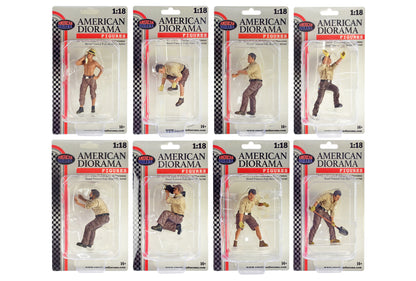 "4X4 Mechanic" 8 piece Figure Set for 1/18 scale models by American Diorama-DiecastModeler.com