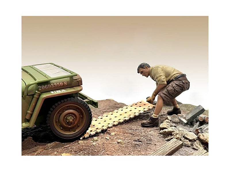 "4X4 Mechanic" Figure 2 with Board Accessory for 1/18 Scale Models by American Diorama-DiecastModeler.com