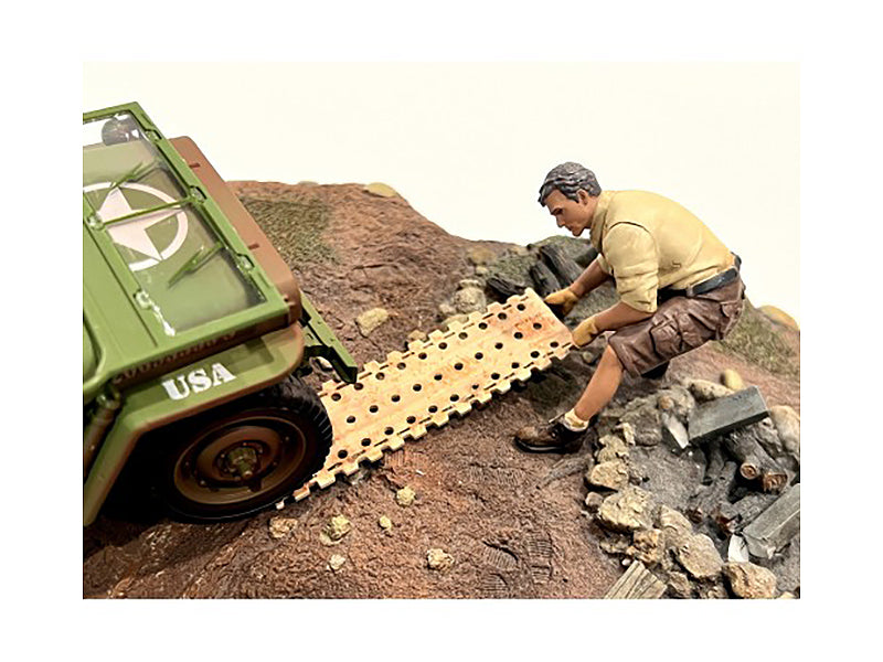 "4X4 Mechanic" Figure 2 with Board Accessory for 1/18 Scale Models by American Diorama-DiecastModeler.com