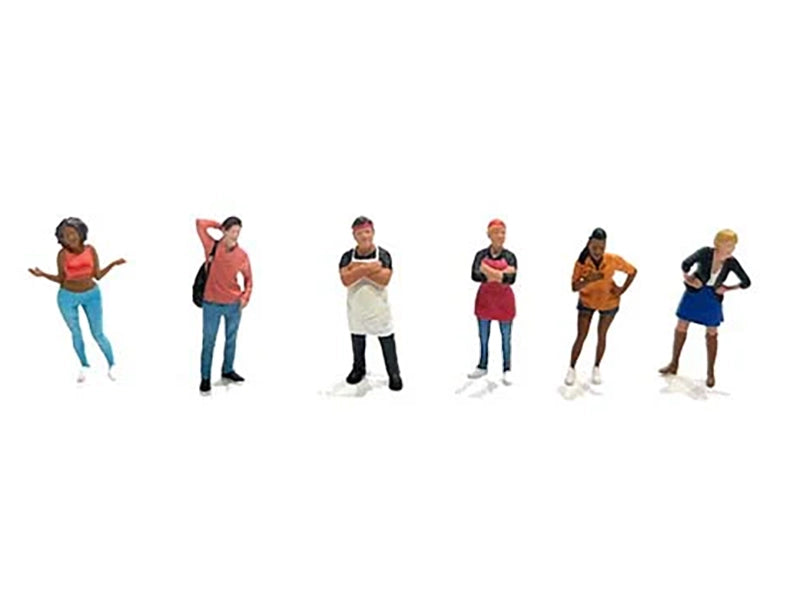 "Foodies" 6 piece Diecast Figure Set (6 Figures) Limited Edition for 1/64 Scale Models by American Diorama-DiecastModeler.com