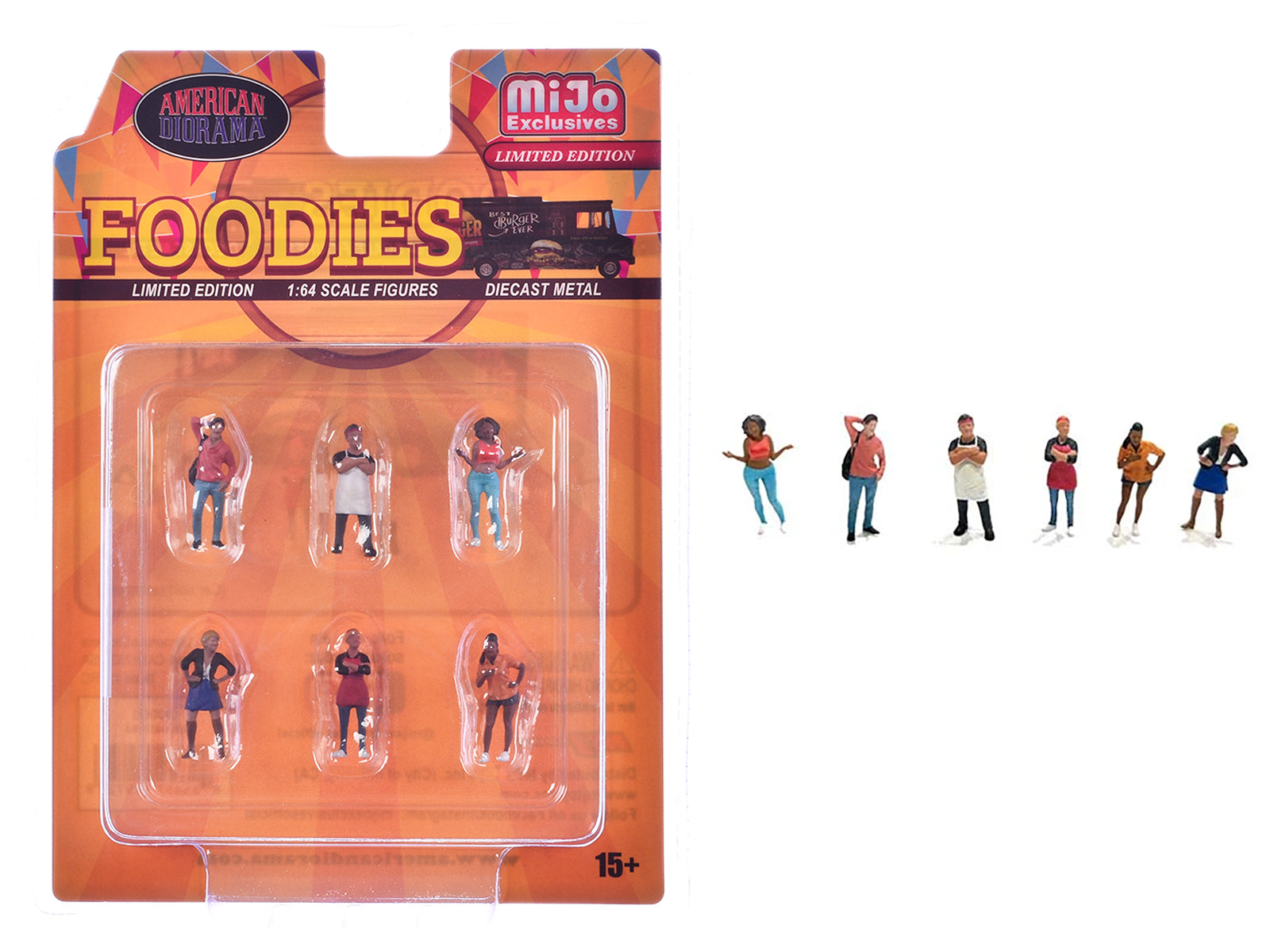 "Foodies" 6 piece Diecast Figure Set (6 Figures) Limited Edition for 1/64 Scale Models by American Diorama-DiecastModeler.com