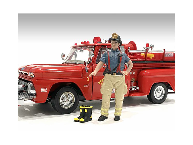 "Firefighters" Getting Ready Figure with Boots Accessory for 1/18 Scale Models by American Diorama-DiecastModeler.com