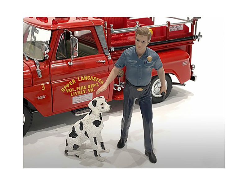 "Firefighters" Fire Dog Training Figures (Trainer and Dog) for 1/18 Scale Models by American Diorama-DiecastModeler.com