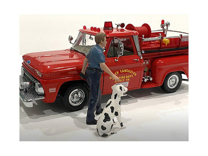 "Firefighters" Fire Dog Training Figures (Trainer and Dog) for 1/18 Scale Models by American Diorama-DiecastModeler.com