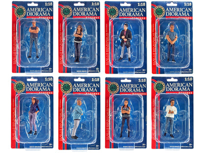"Car Meet 3" 8 piece Figure Set for 1/18 Scale Models by American Diorama-DiecastModeler.com