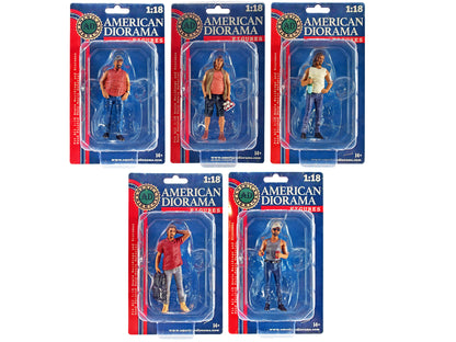"Campers" 5 piece Figure Set for 1/18 Scale Models by American Diorama-DiecastModeler.com