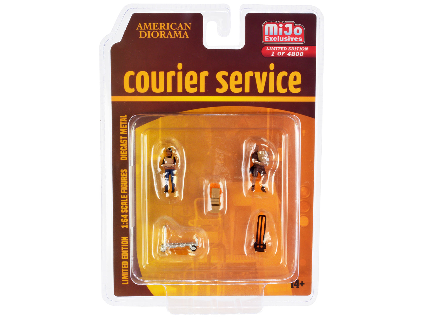 "Courier Service" 5 Piece Diecast Figures Set (2 Worker Figures and 3 accessories) Limited Edition to 4800 pieces Worldwide for 1/64 Scale Models by American Diorama-DiecastModeler.com