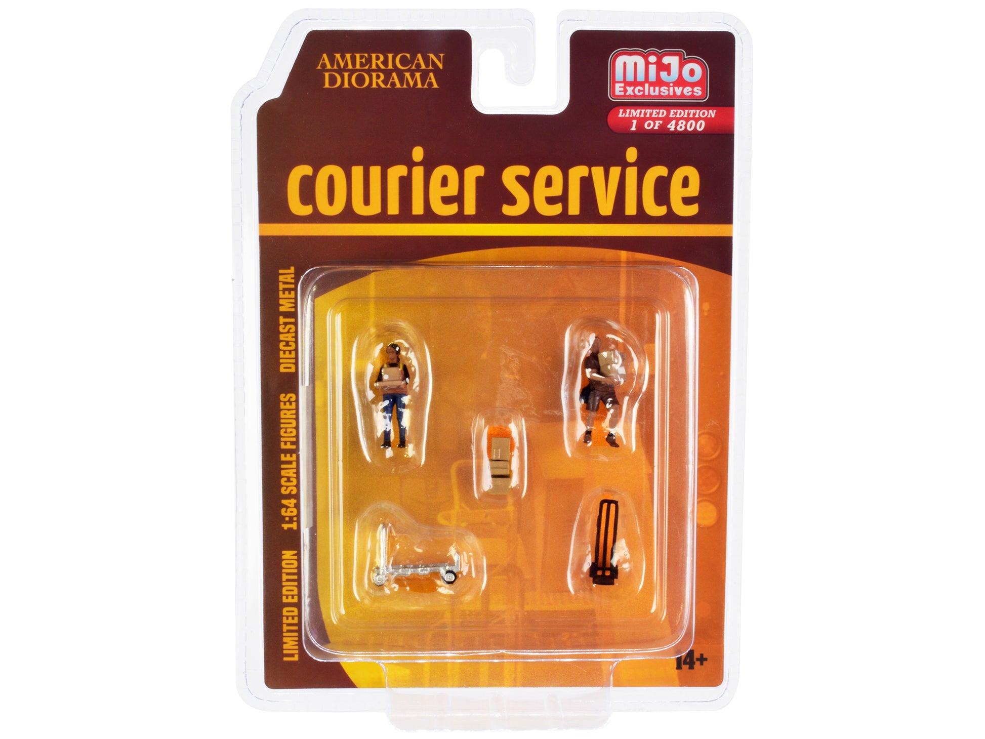 "Courier Service" 5 Piece Diecast Figures Set (2 Worker Figures and 3 accessories) Limited Edition to 4800 pieces Worldwide for 1/64 Scale Models by American Diorama-DiecastModeler.com