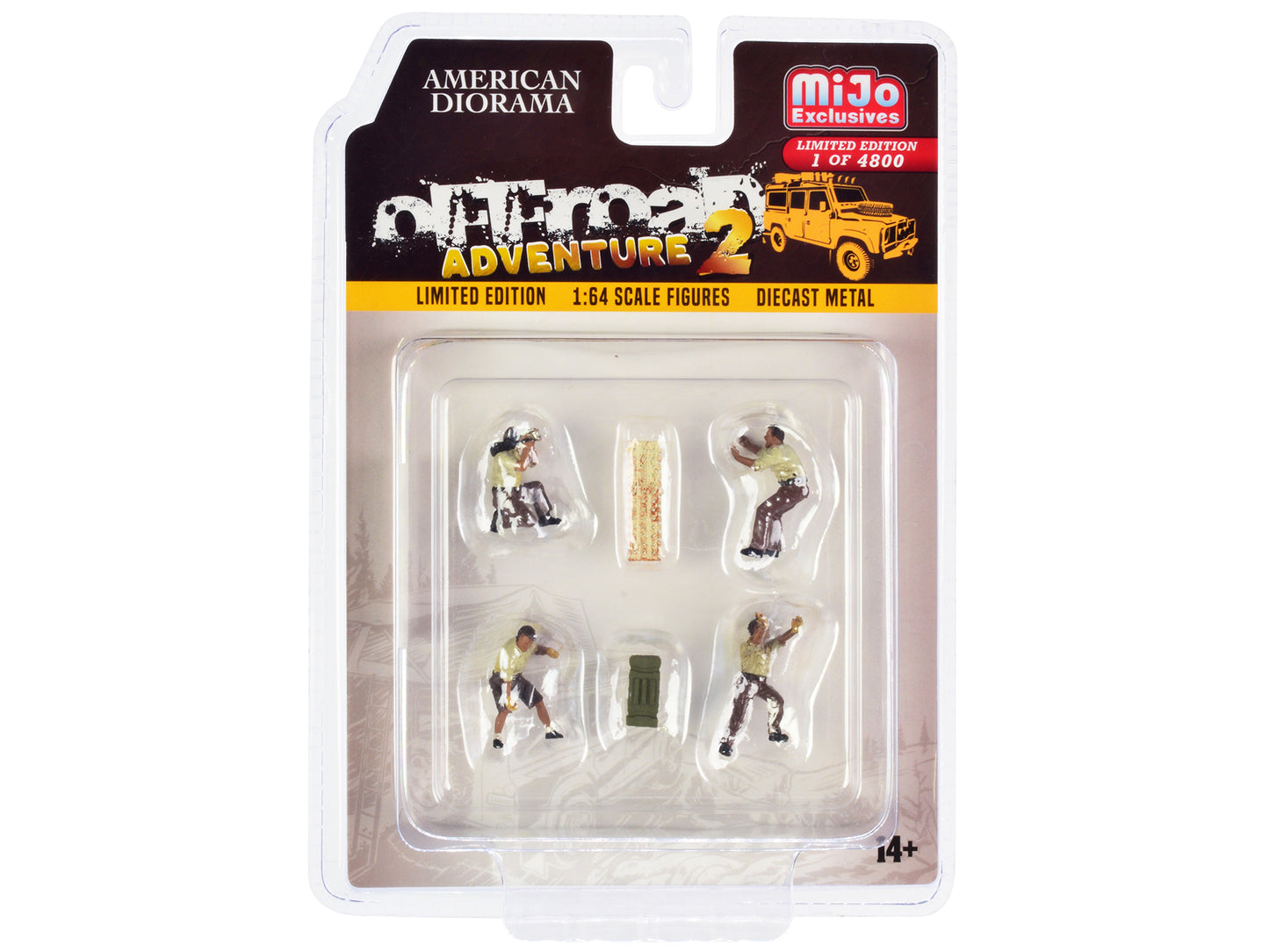 "Off-Road Adventure 2" 6 piece Diecast Set (4 Male Figurines and 2 Accessories) Limited Edition to 4800 pieces Worldwide for 1/64 Scale Models by American Diorama-DiecastModeler.com