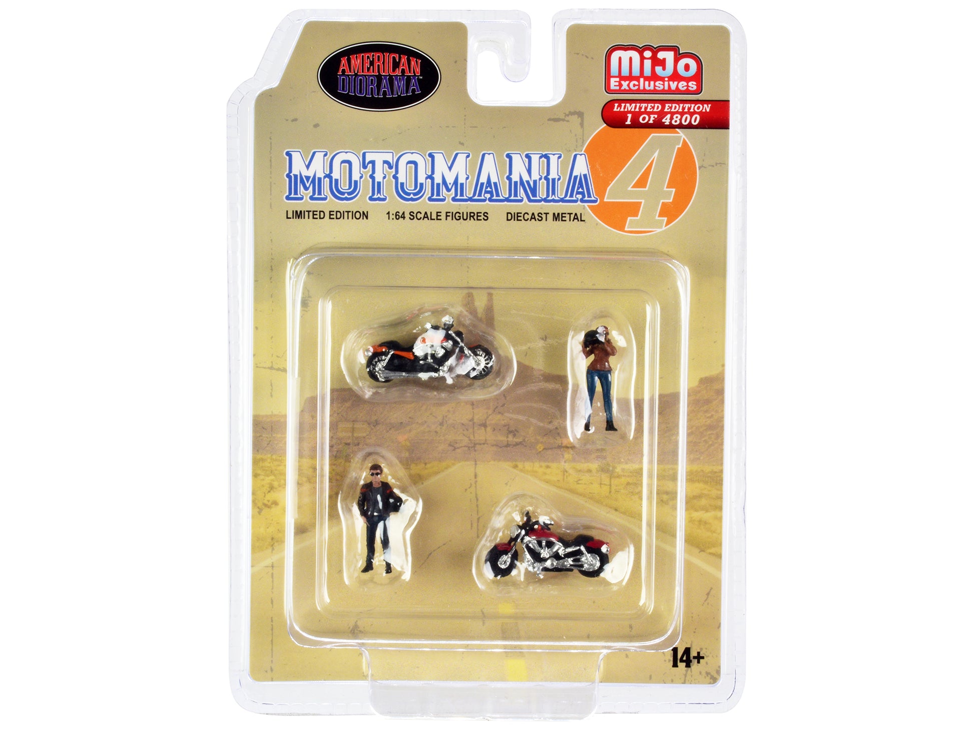 "Motomania 4" 4 piece Diecast Set (2 Figures and 2 Motorcycles) Limited Edition to 4800 pieces Worldwide 1/64 Scale Models by American Diorama-DiecastModeler.com