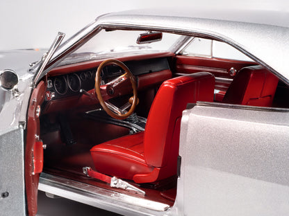 1968 Dodge Charger R/T "Muscle Car & Corvette Nationals" (MCACN) Silver Metallic with Red Interior "American Muscle" Series 1/18 Diecast Model Car by Auto World