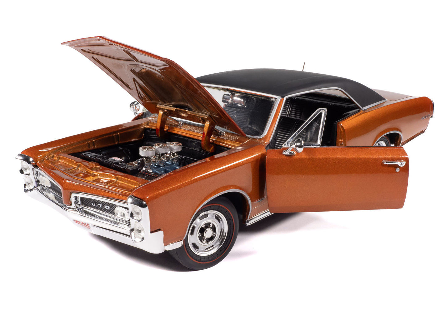1966 Pontiac GTO Copper Blaze Metallic with Black Vinyl Top "Hemmings Muscle Machines July 2024 Cover Car" "American Muscle" Series 1/18 Diecast Model Car by Auto World