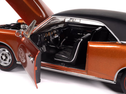 1966 Pontiac GTO Copper Blaze Metallic with Black Vinyl Top "Hemmings Muscle Machines July 2024 Cover Car" "American Muscle" Series 1/18 Diecast Model Car by Auto World