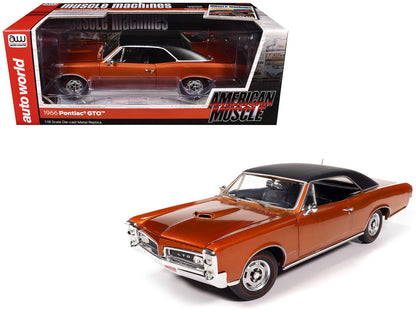 1966 Pontiac GTO Copper Blaze Metallic with Black Vinyl Top "Hemmings Muscle Machines July 2024 Cover Car" "American Muscle" Series 1/18 Diecast Model Car by Auto World