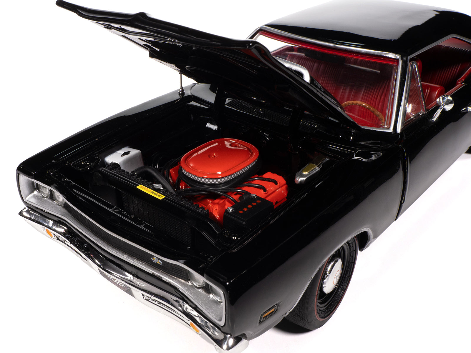 1969 Dodge Coronet Super Bee "Muscle Car & Corvette Nationals" (MCACN) Black with Red Interior "American Muscle" Series 1/18 Diecast Model Car by Auto World-DiecastModeler.com