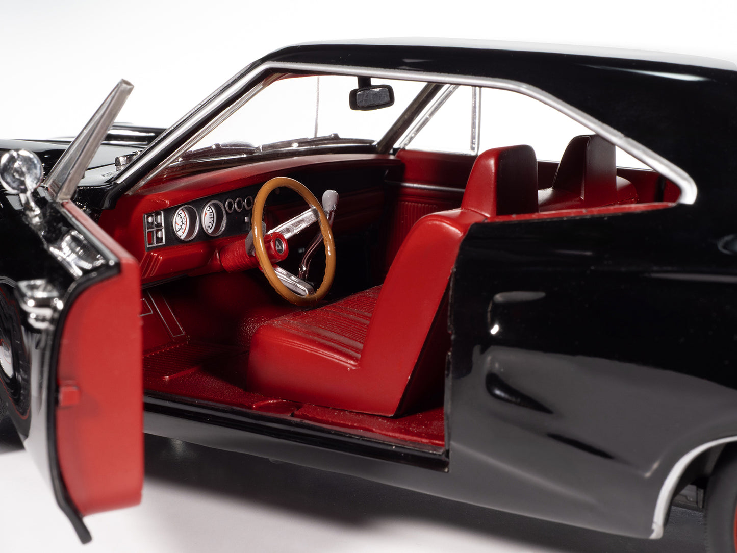 1969 Dodge Coronet Super Bee "Muscle Car & Corvette Nationals" (MCACN) Black with Red Interior "American Muscle" Series 1/18 Diecast Model Car by Auto World-DiecastModeler.com