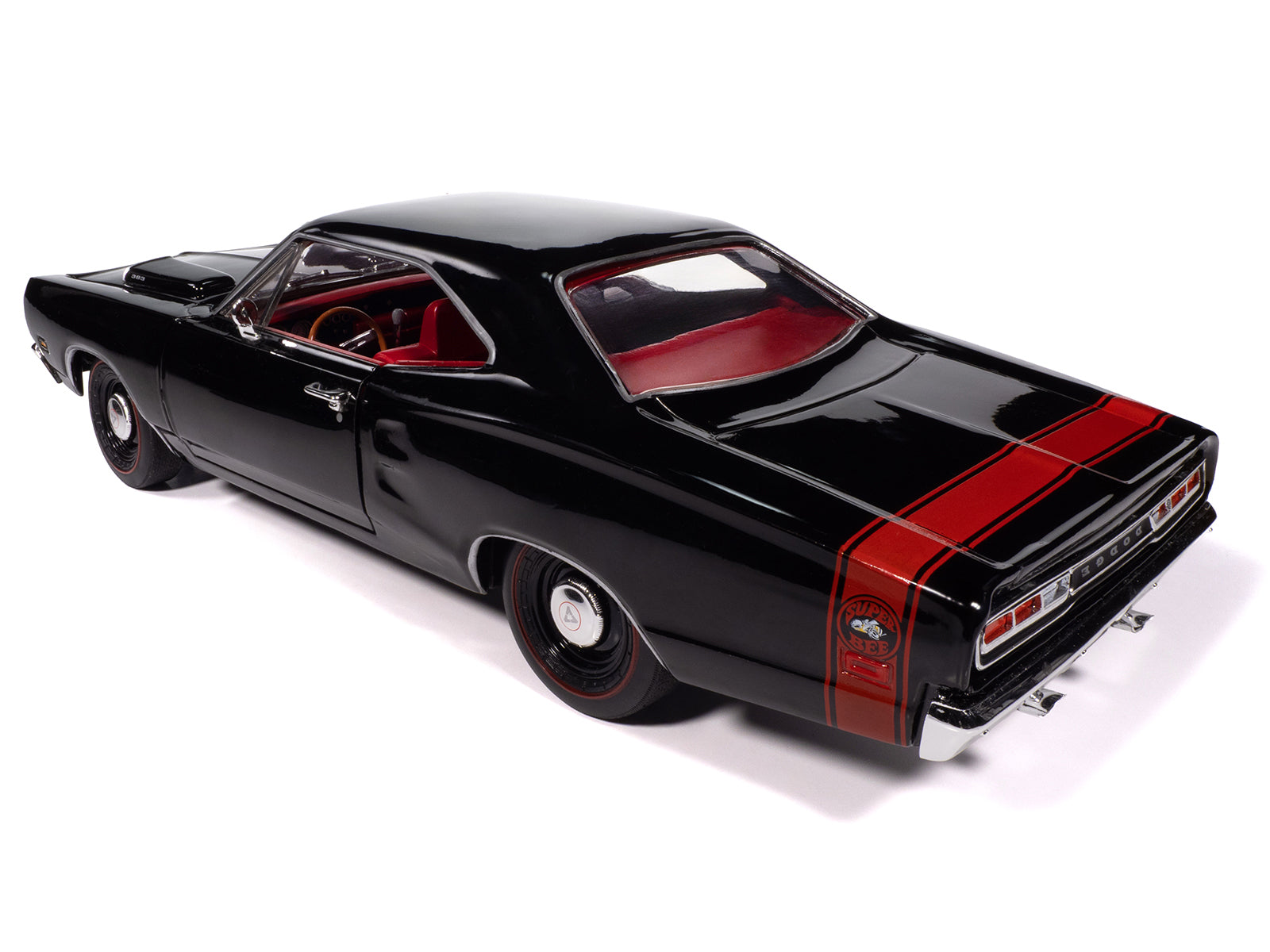 1969 Dodge Coronet Super Bee "Muscle Car & Corvette Nationals" (MCACN) Black with Red Interior "American Muscle" Series 1/18 Diecast Model Car by Auto World-DiecastModeler.com