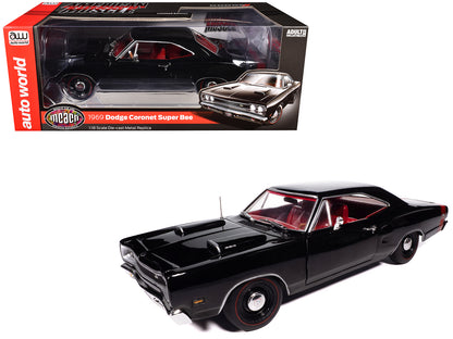 1969 Dodge Coronet Super Bee "Muscle Car & Corvette Nationals" (MCACN) Black with Red Interior "American Muscle" Series 1/18 Diecast Model Car by Auto World