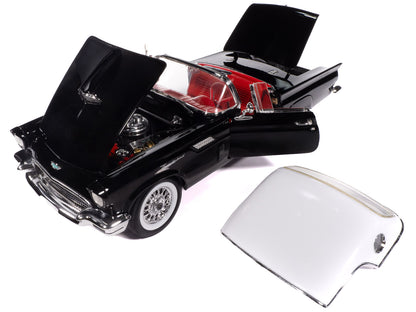 1957 Ford Thunderbird Black with White Top and Red Interior "American Muscle" Series 1/18 Diecast Model Car by Auto World