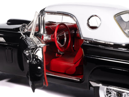 1957 Ford Thunderbird Black with White Top and Red Interior "American Muscle" Series 1/18 Diecast Model Car by Auto World