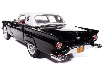 1957 Ford Thunderbird Black with White Top and Red Interior "American Muscle" Series 1/18 Diecast Model Car by Auto World