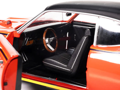 1969 Pontiac GTO Judge Carousel Red with Black Stripes and Black Vinyl Top "Mecum Auctions" "American Muscle" Series 1/18 Diecast Model Car by Auto World