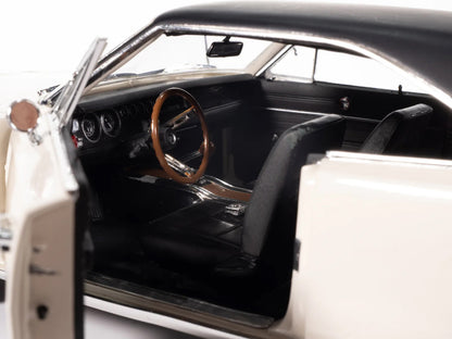 1969 Dodge Charger R/T W1 White with Black Vinyl Top and Black Tail Stripe "American Muscle" Series 1/18 Diecast Model Car by Auto World