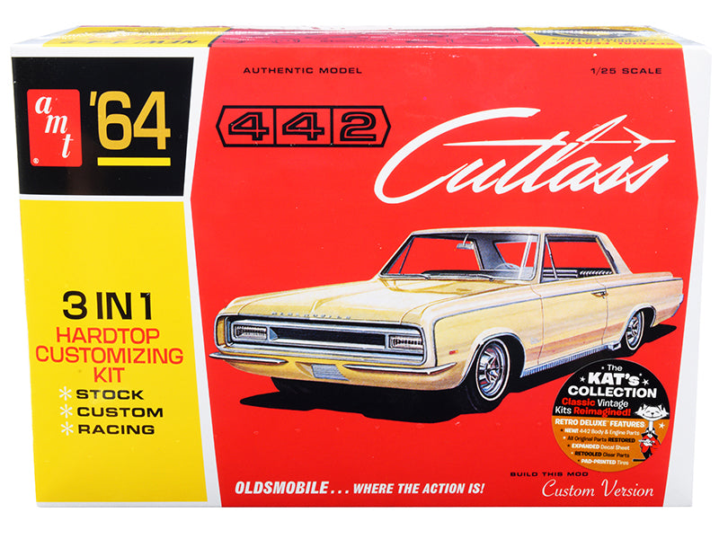 Skill 2 Model Kit 1964 Oldsmobile Cutlass 442 Hardtop 3-in-1 Kit 1/25 Scale Model by AMT-DiecastModeler.com