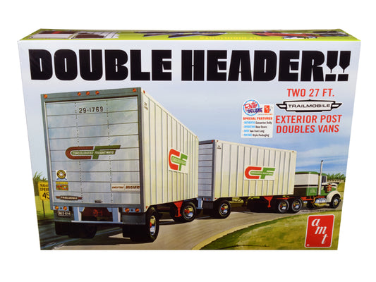 Skill 3 Model Kit Trailmobile Double Header Tandem Van Trailers 1/25 Scale Model by AMT-DiecastModeler.com