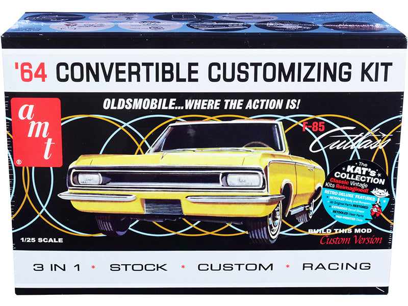 Skill 2 Model Kit 1964 Oldsmobile Cutlass F-85 Convertible 3-in-1 Kit 1/25 Scale Model by AMT-DiecastModeler.com