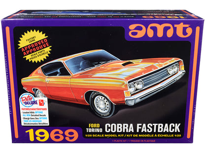 Skill 2 Model Kit 1969 Ford Torino Cobra Fastback 3-in-1 Kit 1/25 Scale Model by AMT-DiecastModeler.com