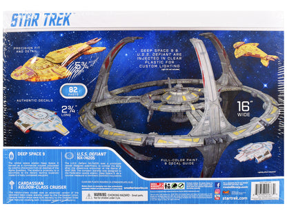 Skill 2 Model Kit Deep Space 9 Space Station with USS Defiant NX-74205 Space Ship and Cadassian Keldon-Class Cruiser "Star Trek: Deep Space Nine" (1993-1999) TV Series 1/3300 Scale Model by AMT